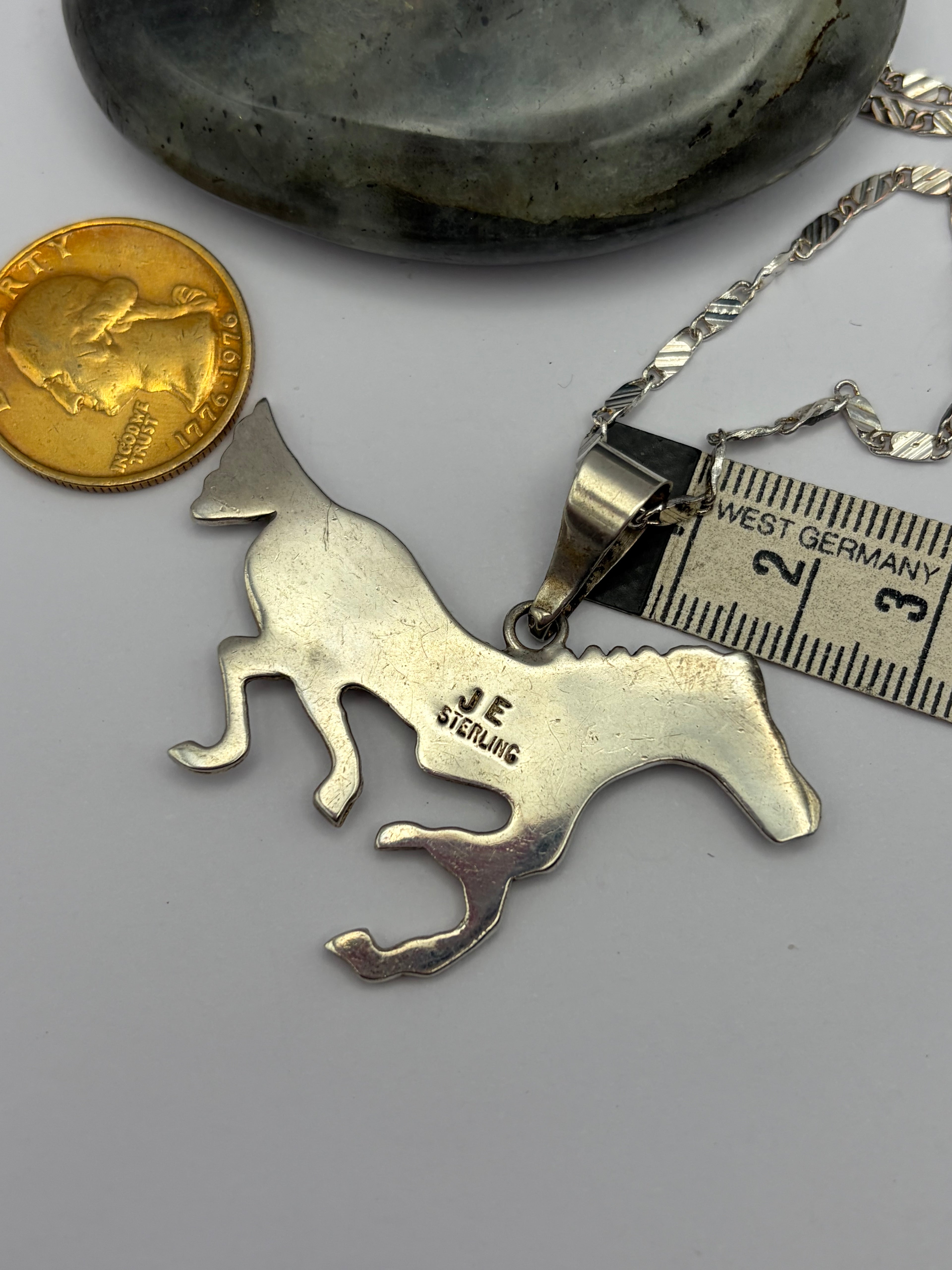 MULTI-OPAL HORSE CHANNEL INLAY PENDANT