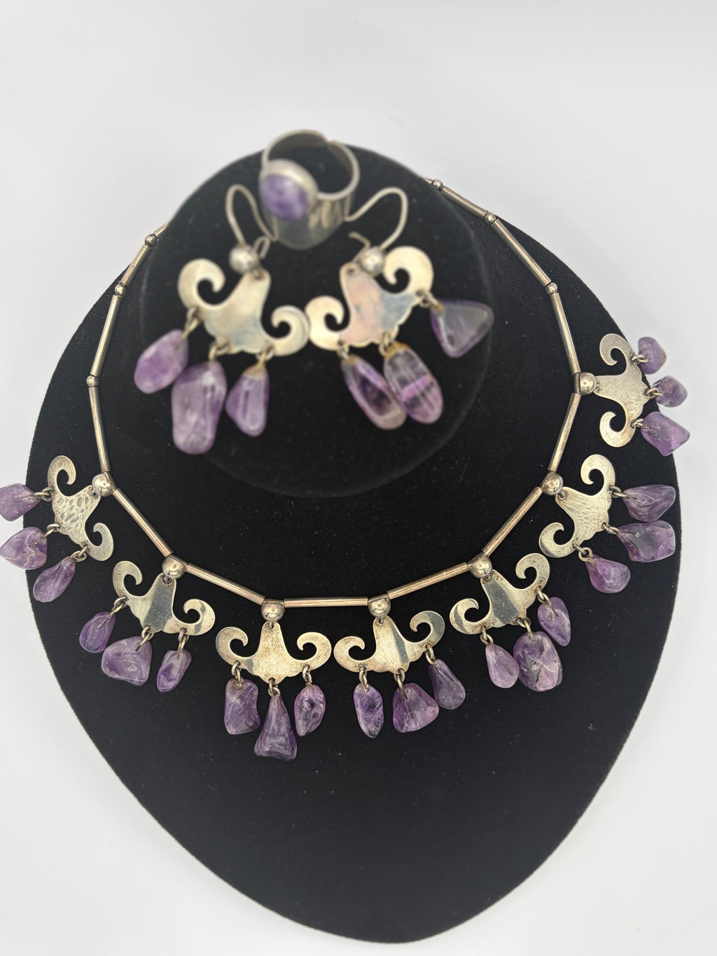LOS CASTILLO AMETHYST & STERLING SILVER JEWELRY SET