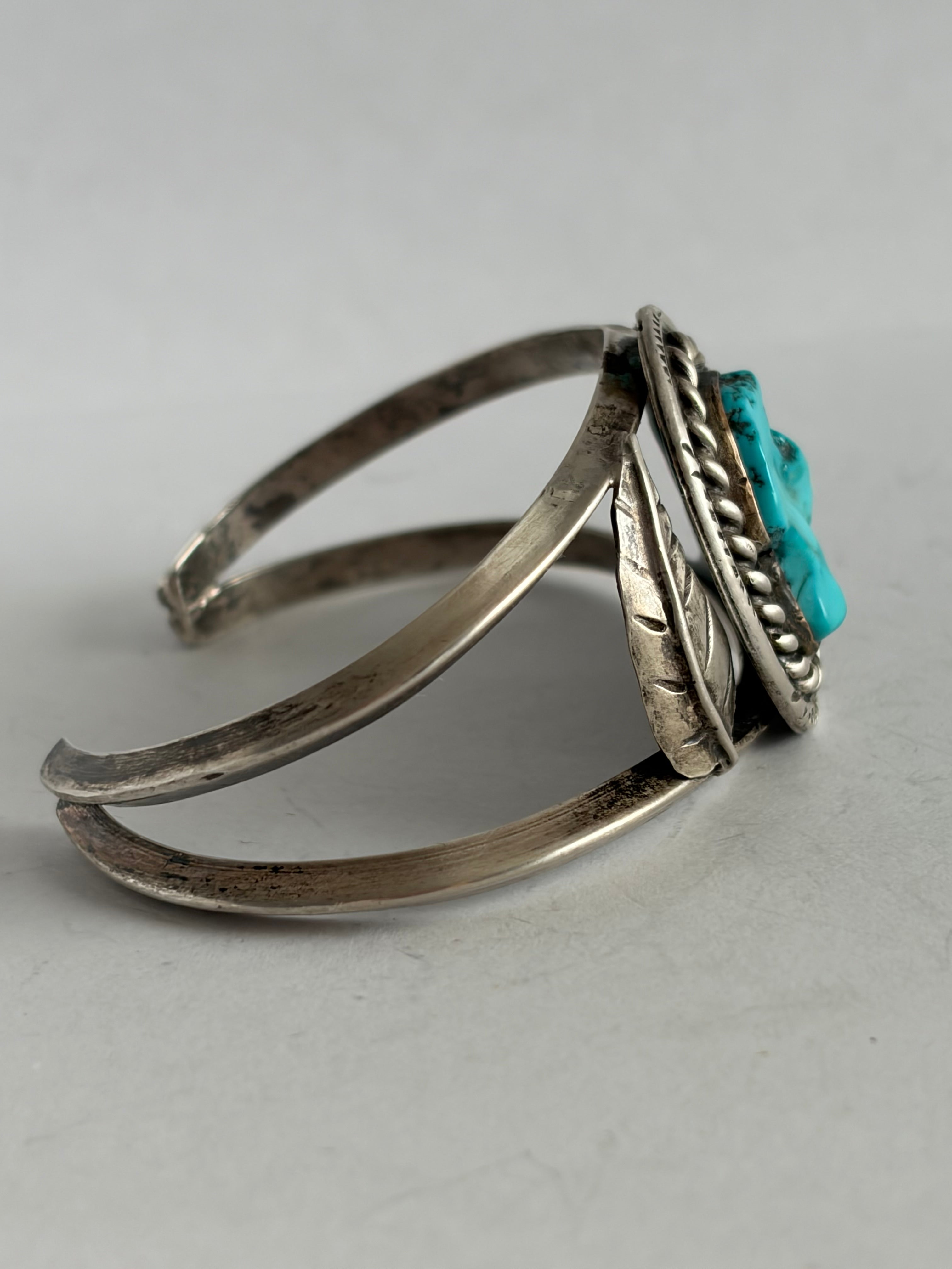 VINTAGE CARVED TURQUOISE CUFF
