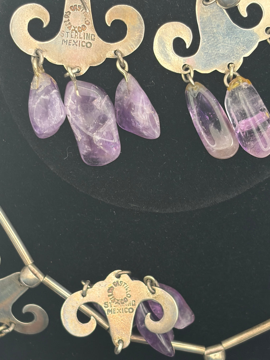 LOS CASTILLO AMETHYST & STERLING SILVER JEWELRY SET
