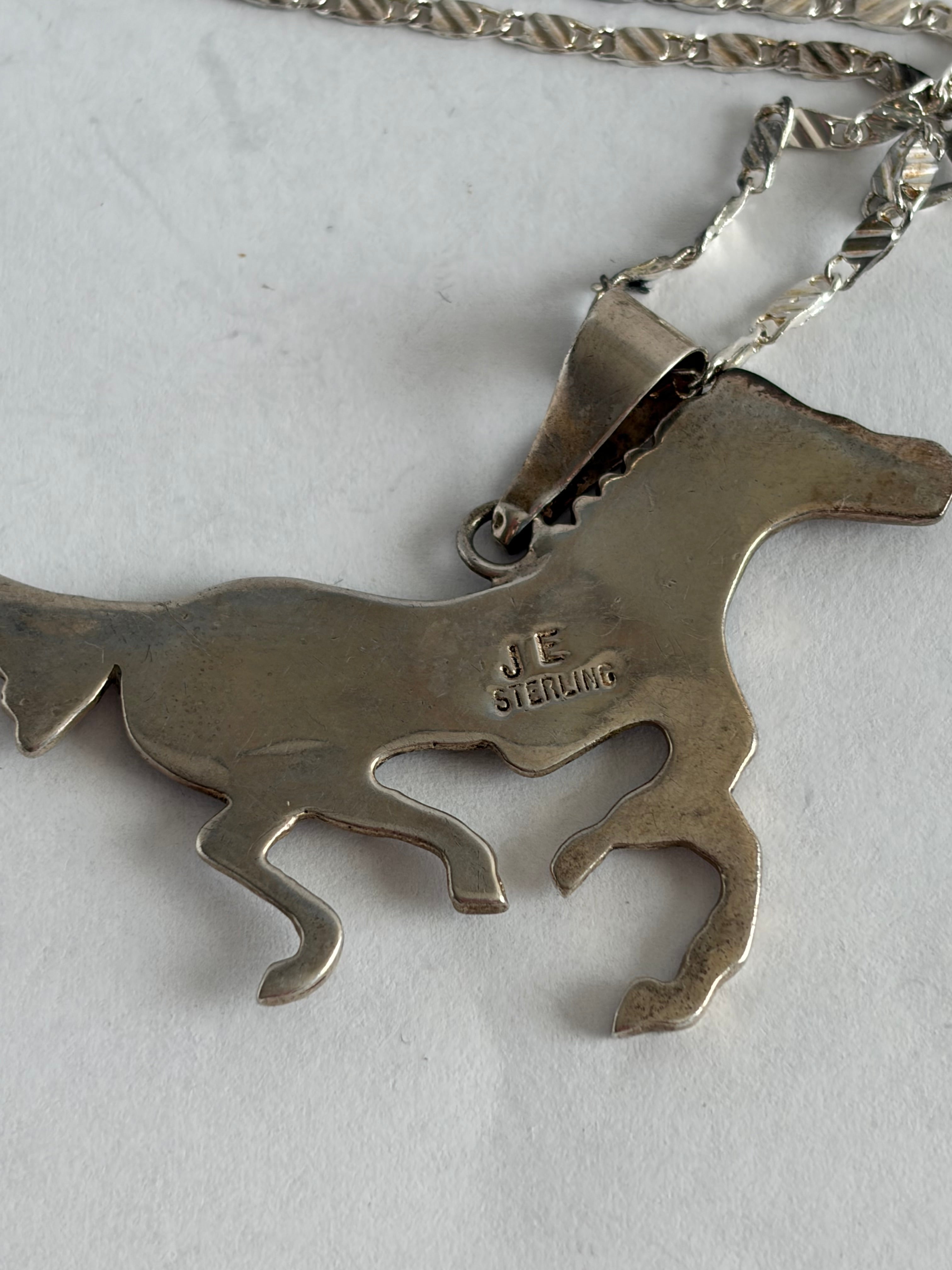 MULTI-OPAL HORSE CHANNEL INLAY PENDANT